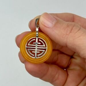 High Energy Yellow Jade Pendant Chinese Old Money Aesthetic Sterling Silver